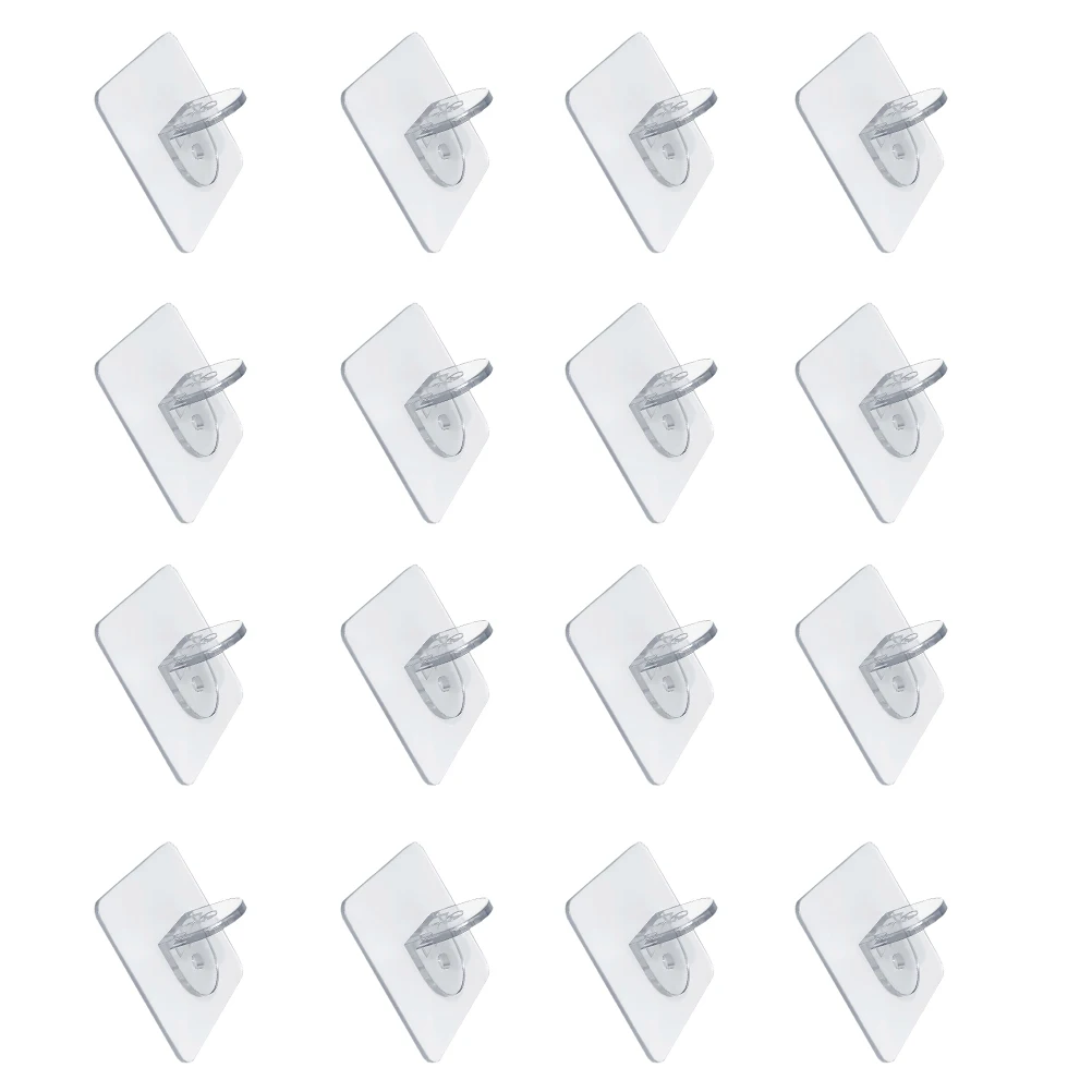 

16pcs Heavy Duty Adhesive Shelf Pegs Strong Stickiness No Drill Hooks Multi-Functional Cabinet Wardrobe Support Brackets Durable