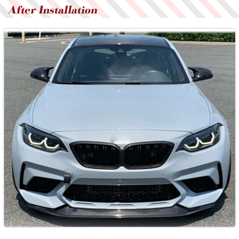 Car Front Bumper Lip Spoiler Splitters for BMW F87 M2 Competition M2C 2017 - 2020 Carbon Fiber Car Front Lip Guard Chin Spoiler