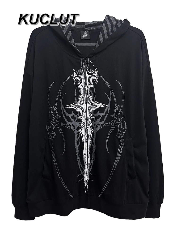 

Весенне-осенние женские куртки, темные пальто с капюшоном в японском стиле, солнцезащитная куртка, тонкое свободное пальто High Street