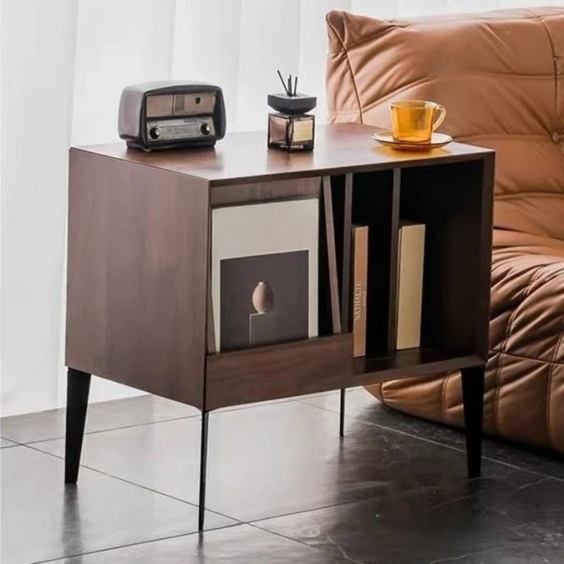 

Solid wood magazine cabinet vinyl record medieval suspended bookcase side walnut sofa side display