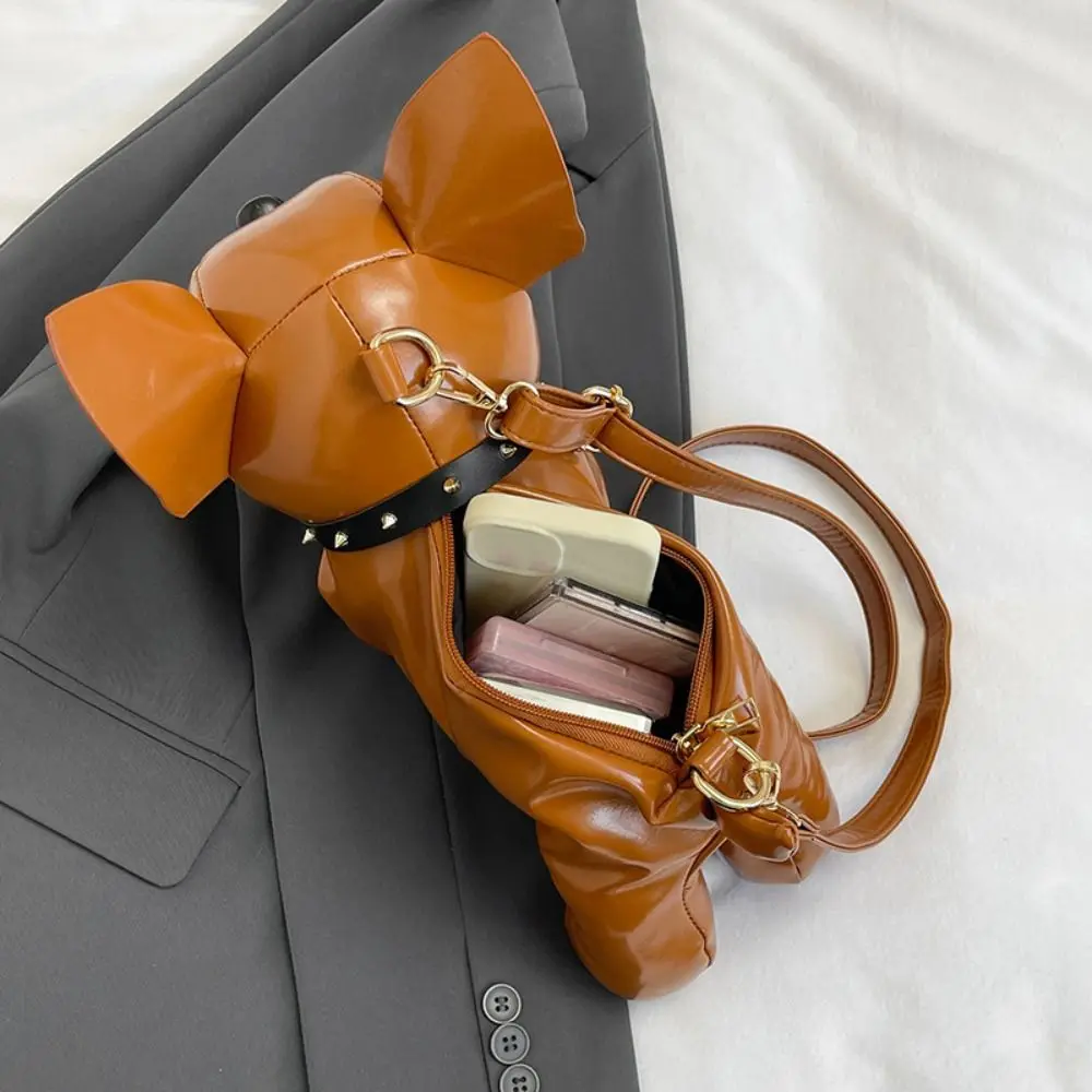 

Bulldog Shape Bulldog Dog Bag Three-dimensional Creative Animals Shoulder Bag Pu Leather Handbag Cartoon Crossbody Bag Outdoor