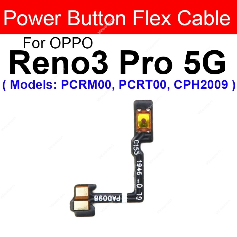 For OPPO Reno3 3Pro Reno 3 Reno 3 Pro 4G 5G Power Volume Side Button Flex Ribbon Replacement Parts