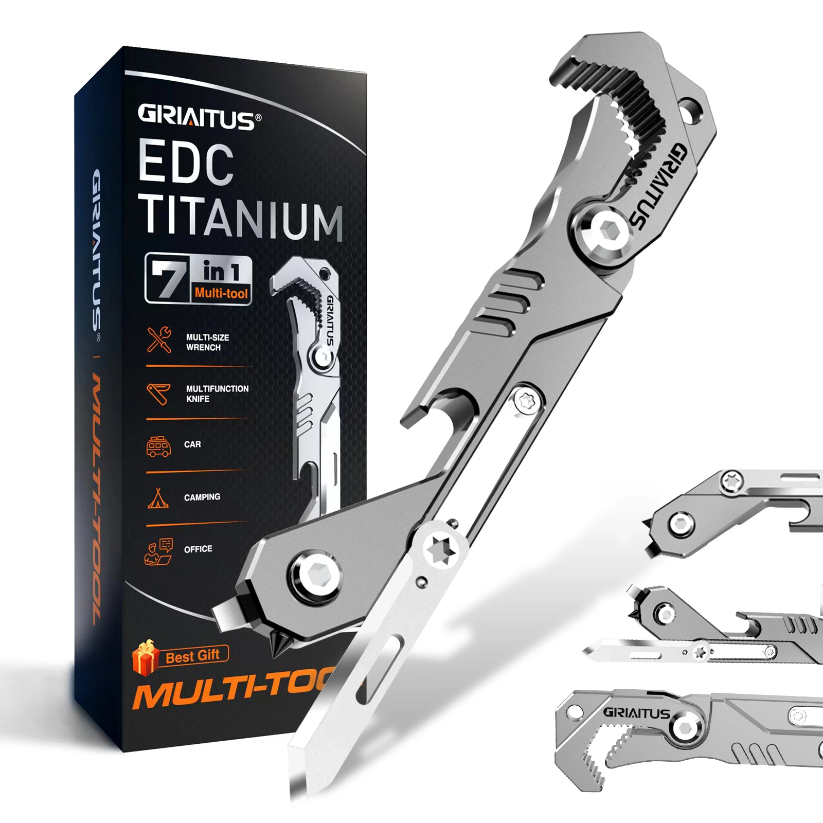 Titanium Alloy 7-in-1 Outdoor Multi-functional Mini Folding Wrench A Portable Camping Survival Emergency EDC Tool view 4