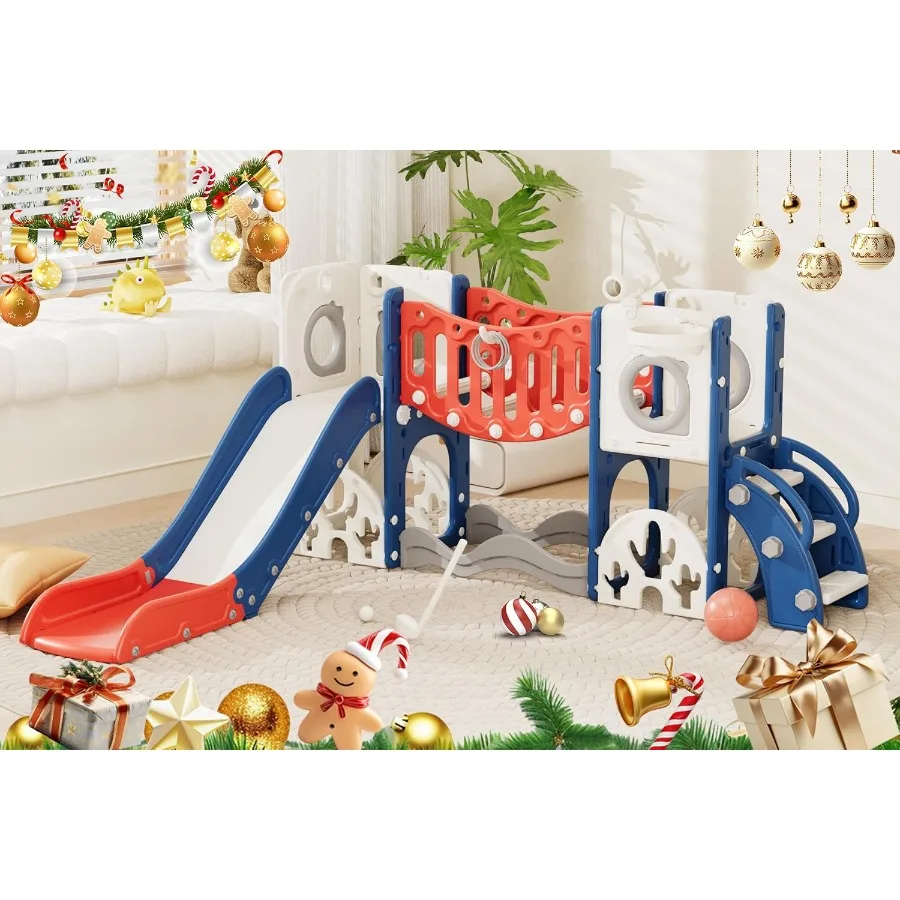 

Игровой набор для малышей с альпинистской аркой, набор для гольфа, горка, баскетбольное кольцо-игрушки на открытом воздухе, безопасное прочное пластиковое садовое оборудование