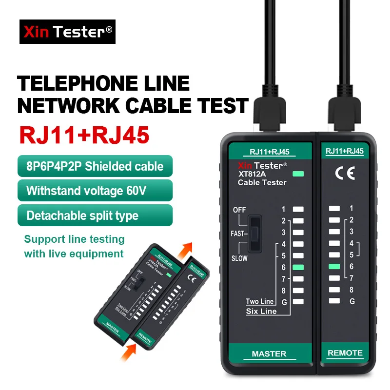 

Xin Tester XT812A network cable tester line meter landline telephone two-in-one crystal head network cable on-off detector