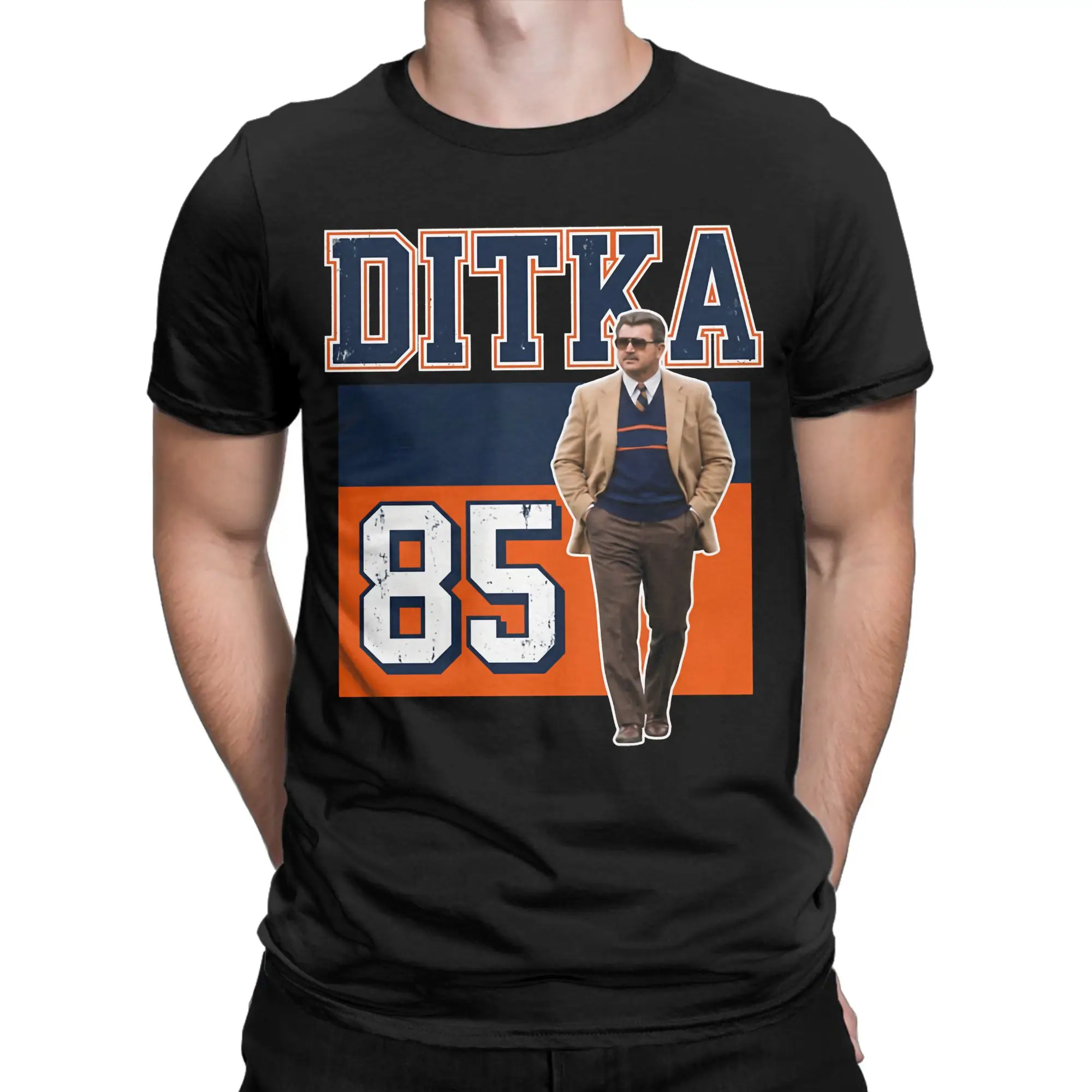 Mike Ditka 85 Football for Men Women T Shirts  Novelty Tees Short Sleeve Crewneck T-Shirt 100% Cotton Unique Tops