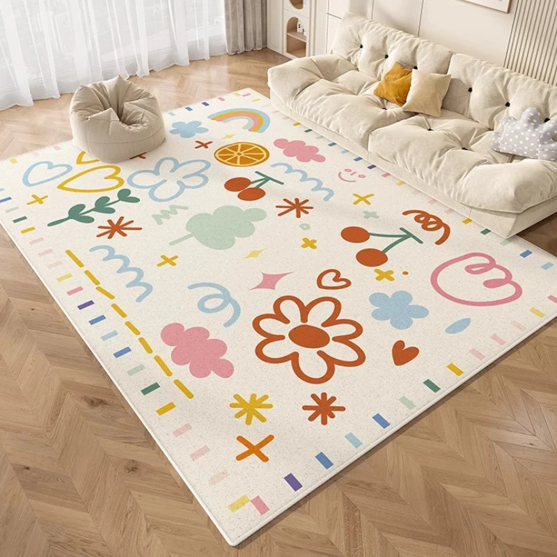 Cute Living Room Large Area Decorative Carpet Cartoon Pattern Bedroom Bedside Carpet Comfortable Easy To Care Girl Room Carpets