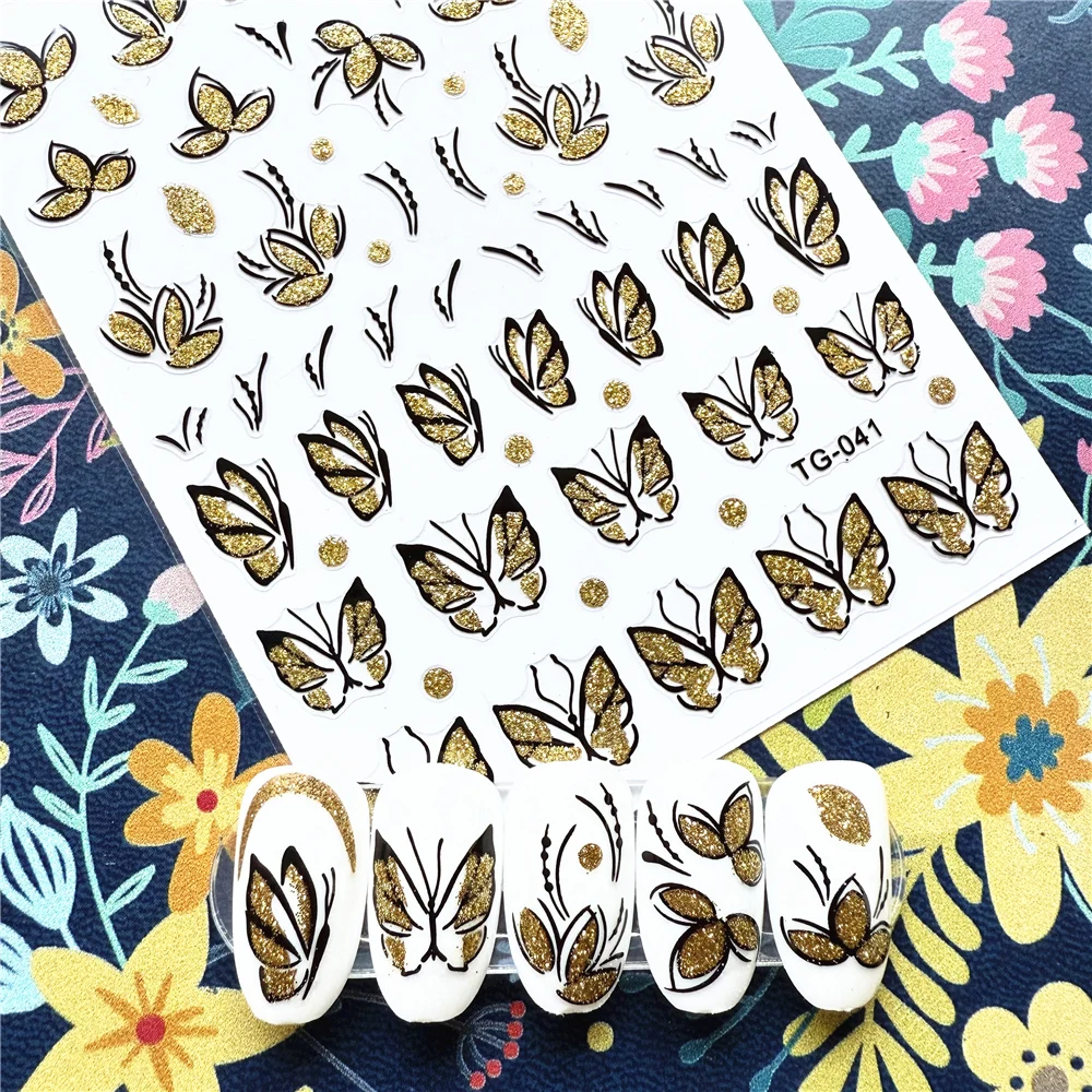 Newest TG-034 Hot stamping butterfly eyes series 3d nail art stickers decal template diy nail tool decoration