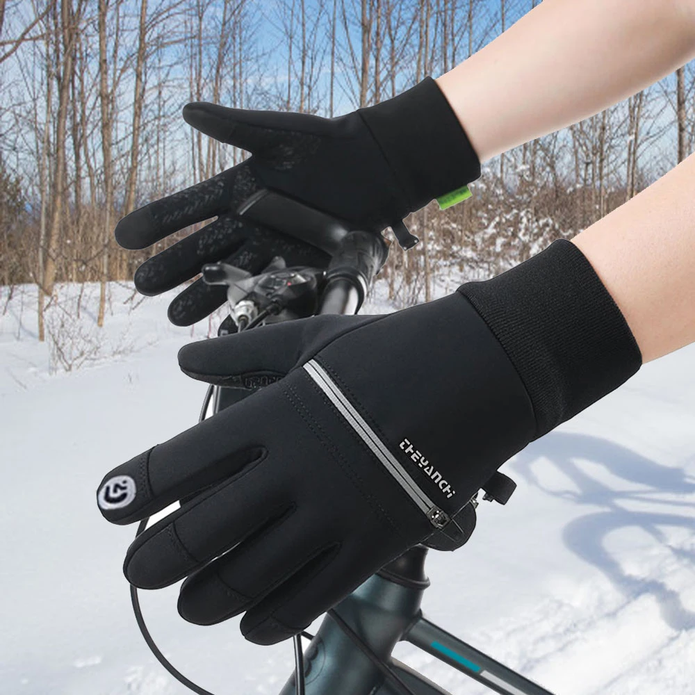 Thermal Winter Touchscreen Gloves Flip Finger Convertible Gloves With Zipper Pocket Anti Slip Windproof for Fishing Biking