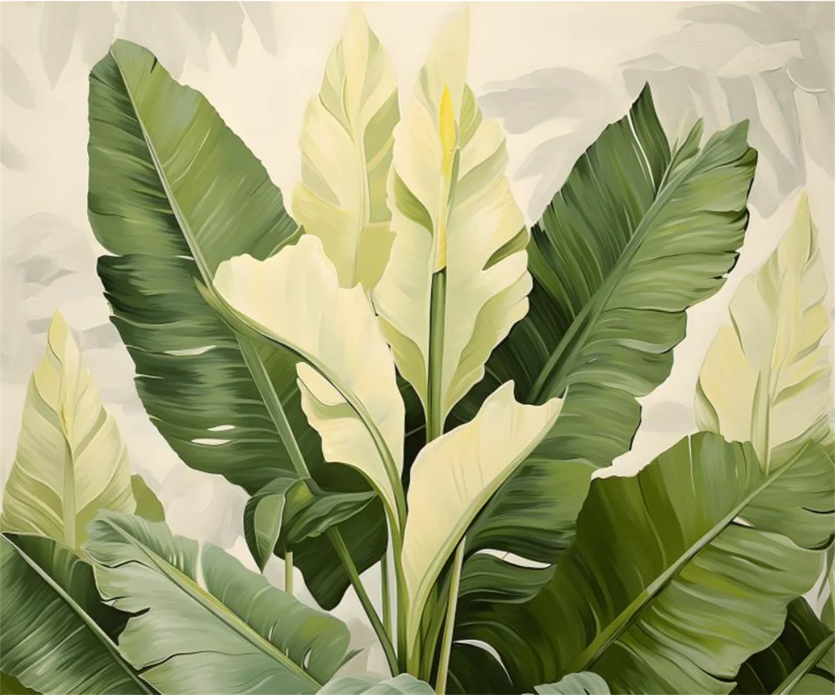 

Обои на заказ, скандинавская ручная роспись, кирпичная стена, растение, банановый лист, самоклеящийся холст, гостиная, ТВ, фон, настенная живопись