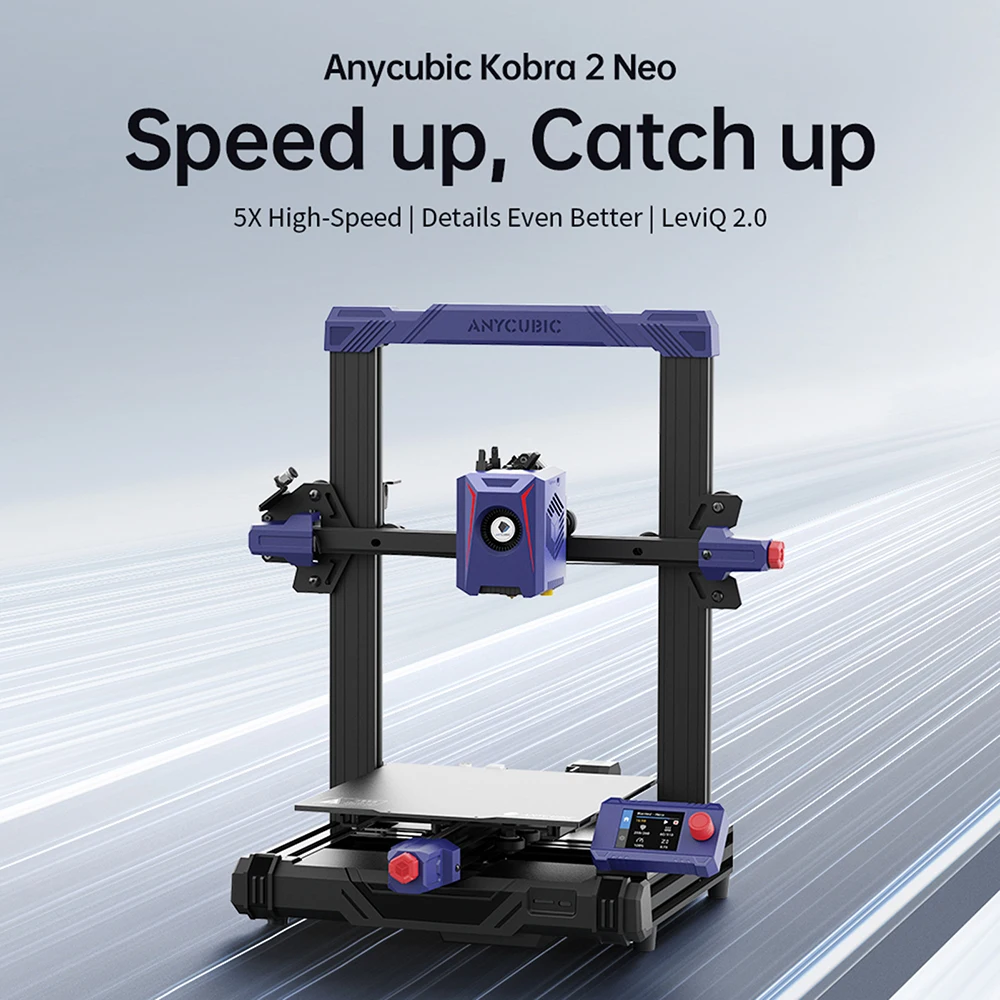 Anycubic Kobra 2 Neo 3D Printer Fast Printing with Direct Extruder Efficient Cooling Fan LeviQ 2.0 Auto Leveling Printing Platfo