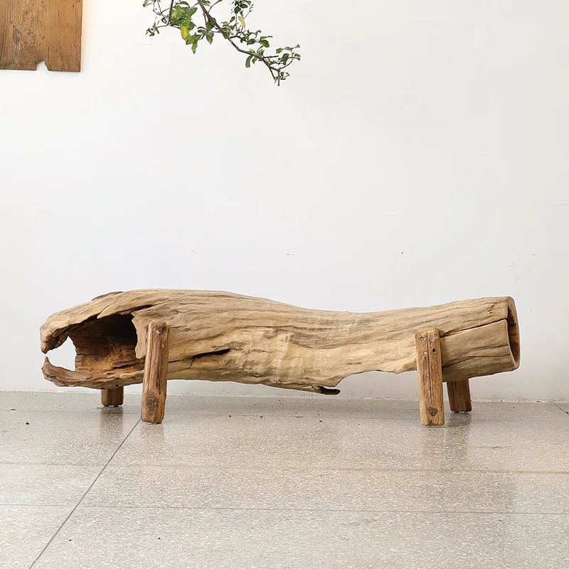 Wooden tree-shaped bench, wild luxury B & B hotel decoration, bedside bench, bench, shoe changing stool
