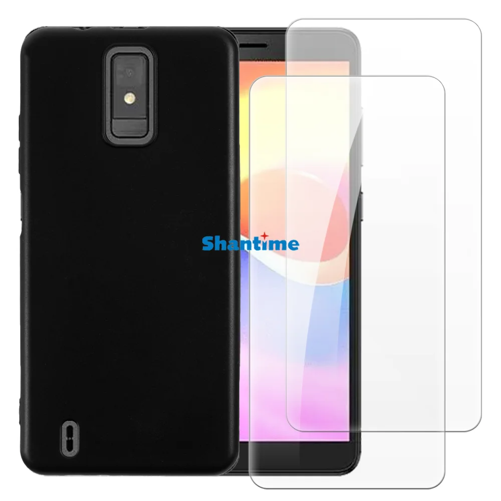 

Soft Case + 2 Pack Tempered Glass Screen Protectors for ZTE Blade A32 4G Full-Body Protection