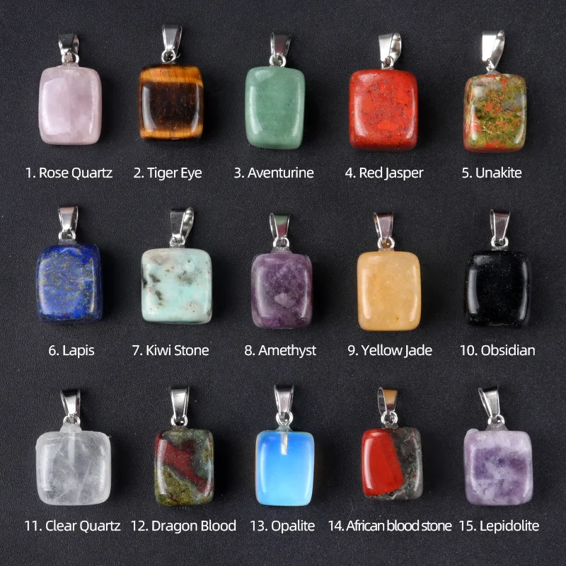 50pcs Sales Promotion Mini Irregular Square Natural Stone Pendant Mixed Charms Jewelry Accessories Making Necklace Cheap