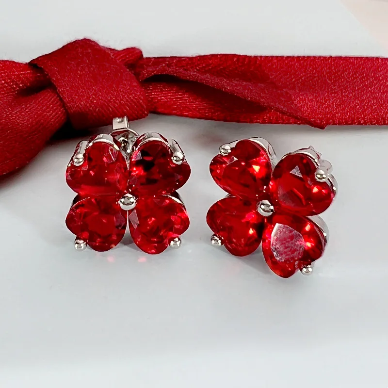 Classic Crystal Clover Earrings For Women Jewelry Luck Flower Ear Accessories Silver 925 Needle Earrings Female Christmas Gift