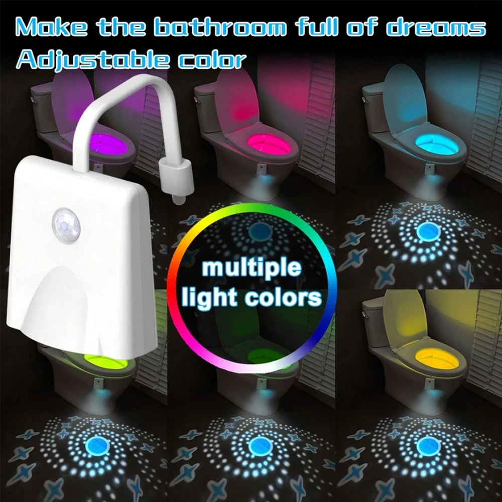 

Toilet Light Motion Sensor Changing Rechargable Toilet Night Light with Star Projection Light LED Bowl Night Lamp for Bathroom