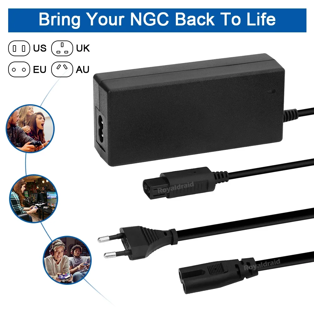 EU/US/UK/AU Plug AC Adapter Power Supply for Nintend GameCube Video Game Console Charger for NGC AC/DC Adapter 100-240V Dropship