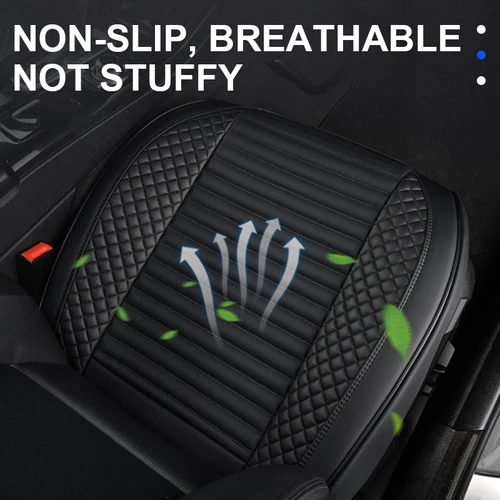 Imagen 2 del producto SEAMETAL-funda de asiento de coche completamente envuelta, cojín de asiento delantero de coche de PU con agujero transpirable, funda protectora Universal antideslizante para silla de coche