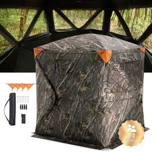 Portable 270° See-Through for  Blind for 1-2 People - Pop-Up Deer Tent with Carry Bag & 3 Windows for turkey for