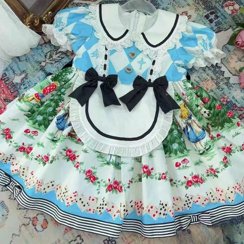 

Новое платье ручной работы в стиле Лолита для девочек: свадебное, бутик-качество, винтажное, для девочек-цветочниц, нарядное рождественское платье принцессы