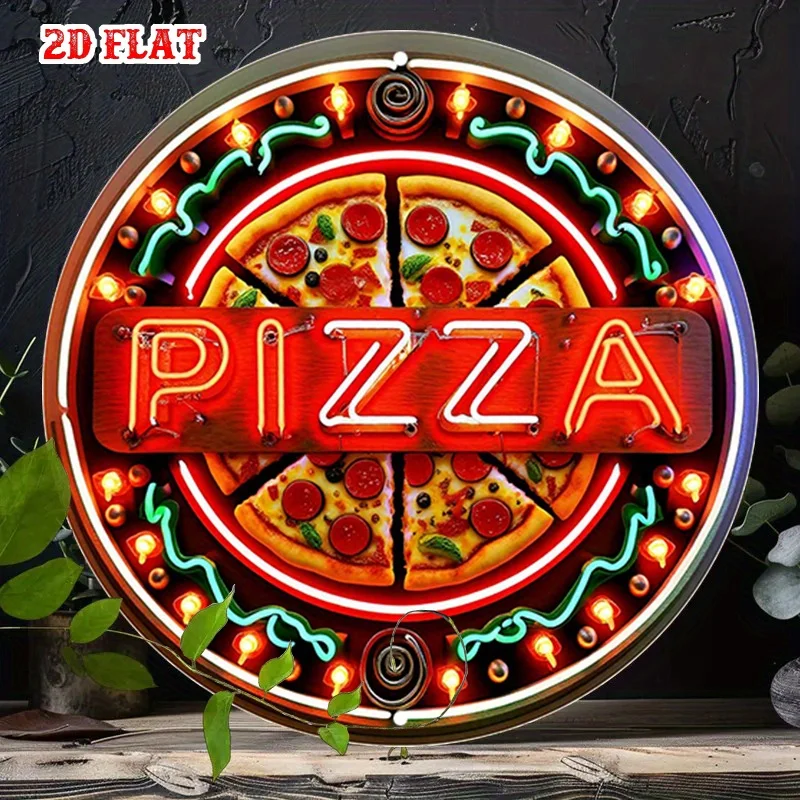 2D Flat - [Enable ] 2D Flat2D Plane - One-Piece Circular Sign, Using 2D Flat Design, Very Suitable for Pizza Lovers. This Handhe