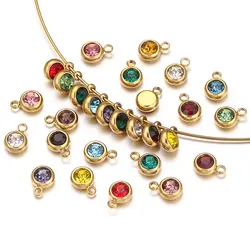 20pcs 스테인레스 스틸 골드 컬러 6mm 라운드 라인 석 미니 매력 목걸이 펜던트 팔찌 쥬얼리 만들기 DIY 액세서리