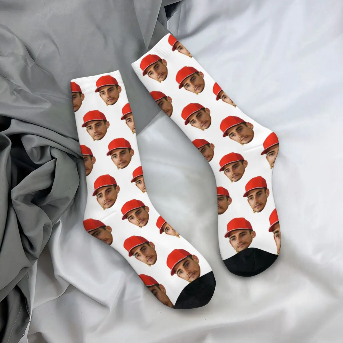 Cool Charles Leclerc Face Soccer Socks Polyester Middle Tube Socks for Women Men