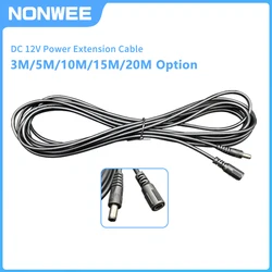 DC12V Power Cord Cable Extender 3m/5m/10m/15m/20m Male Plug Extension Cord For 12V Security CCTV IP Wifi Camera