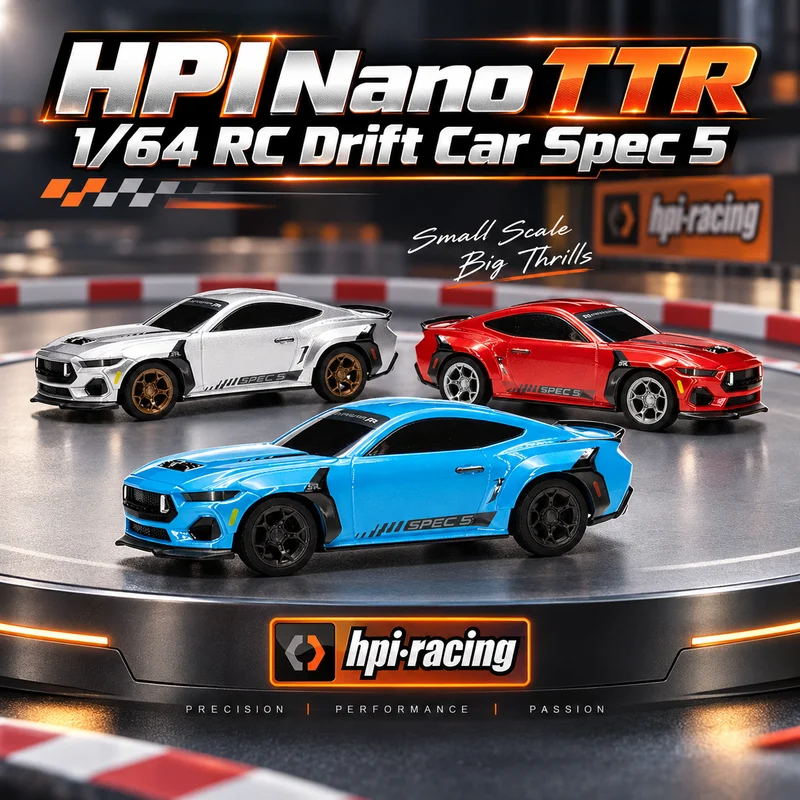New HPI Nano TTR 1/64 Mini Spec 5 Remote Control High-speed Drift Car Simulation Mustang Electric Desktop 2WD RC Model With LED