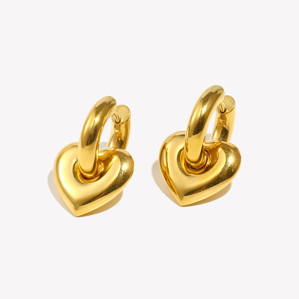 E.B.belle-pendientes de aro gruesos de acero inoxidable con forma de corazón, Joyería Moderna para mujer