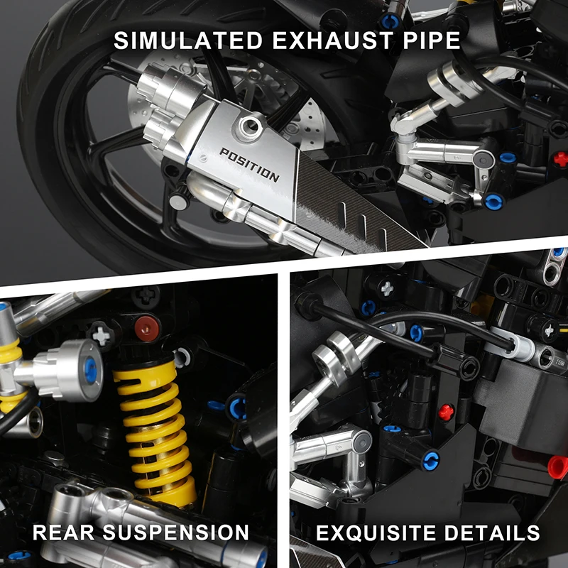 Bloques de construcción de motocicleta V4 rojos, Kit de modelo de motocicleta de carreras deportiva grande a escala 1:5, juguetes coleccionables para adolescentes y adultos, 2000 Uds.