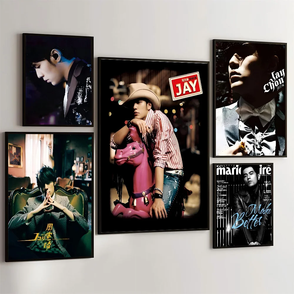 Singer Superstar Jay Chou Self-adhesive Art Poster Decoracion Painting Wall Art White Kraft Paper Home Decor