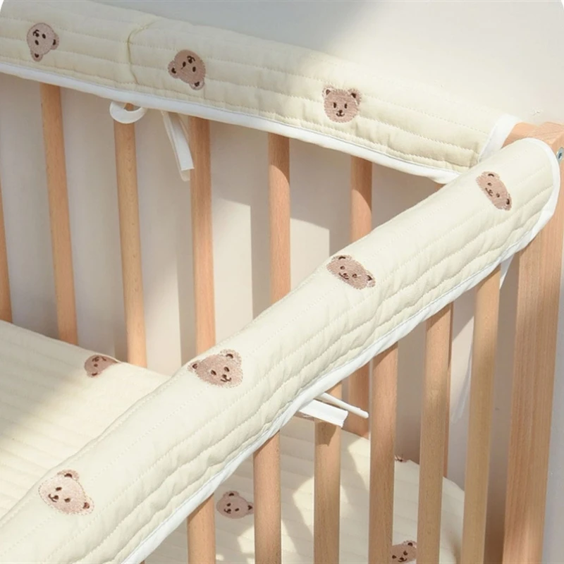 

Мягкий хлопковый бампер для кроватки, корейская мода, милый детский забор с вышивкой, защита от укусов, ограждение для кровати, ограждение, защита от столкновений, детский бампер