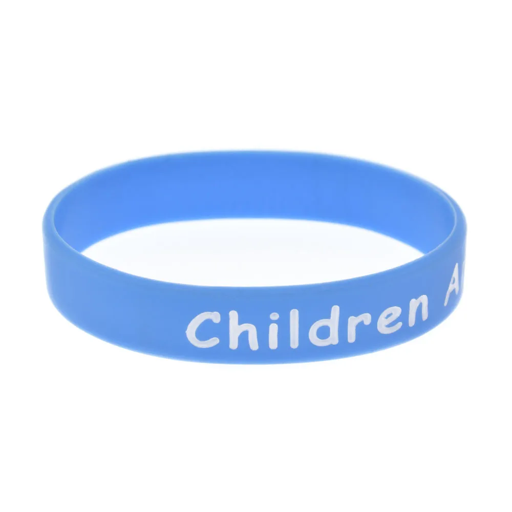 1 Stück blaues Silikonarmband „Kinder sind nett“ – Geschenk für Schüler, inspirierender Armreif – Detail 7