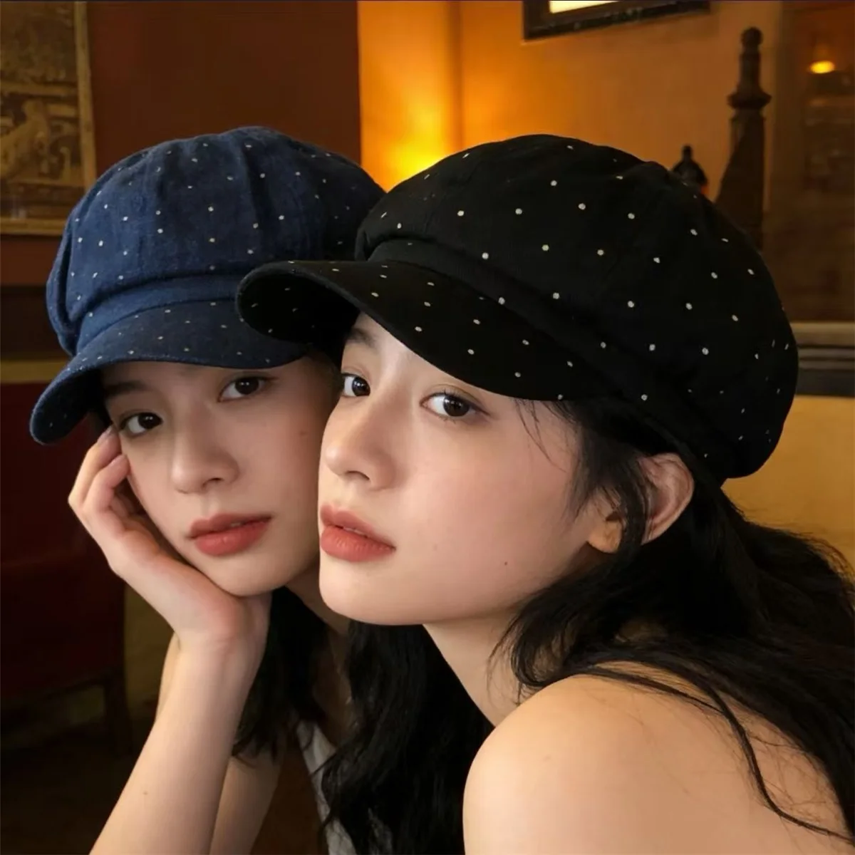 Casual versatile octagonal hat looks small and elegant British newsboy duckbill hat