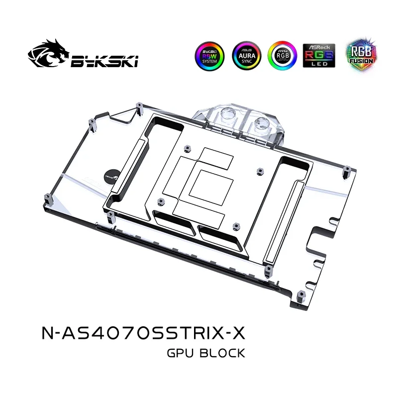 Bykski N-AS4070SSTRIX-X GPU Block Use for ASUS ROG STRIX RTX4070 SUPER / 4070 O12G GAMING Video Card  Water Cooling / Radiator