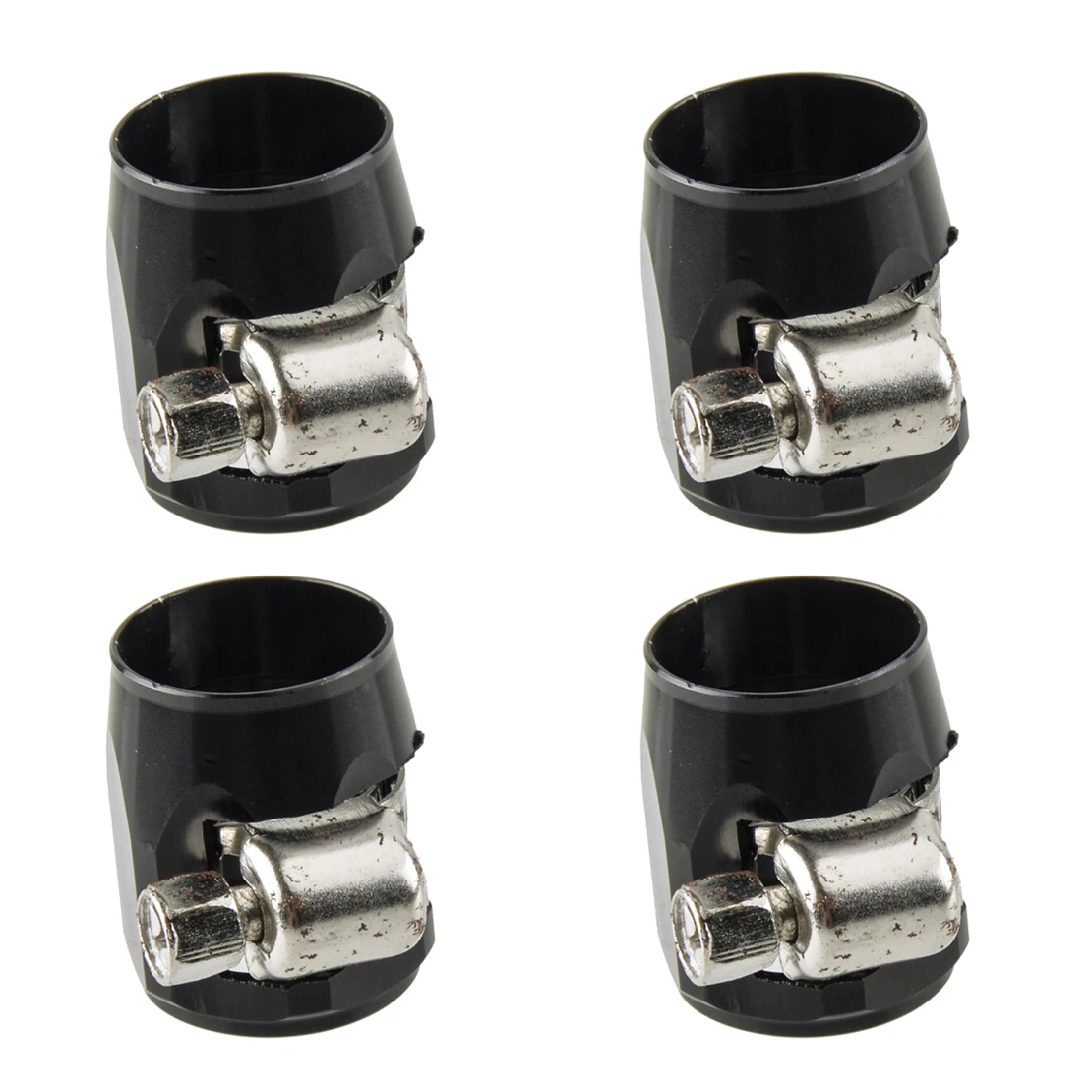 

4Pcs/Set Black Car AN6 Hex Fuel Hose Finisher Clamp Line End Cover Flare Fitting Adapter Connector Universal Aluminum Alloy
