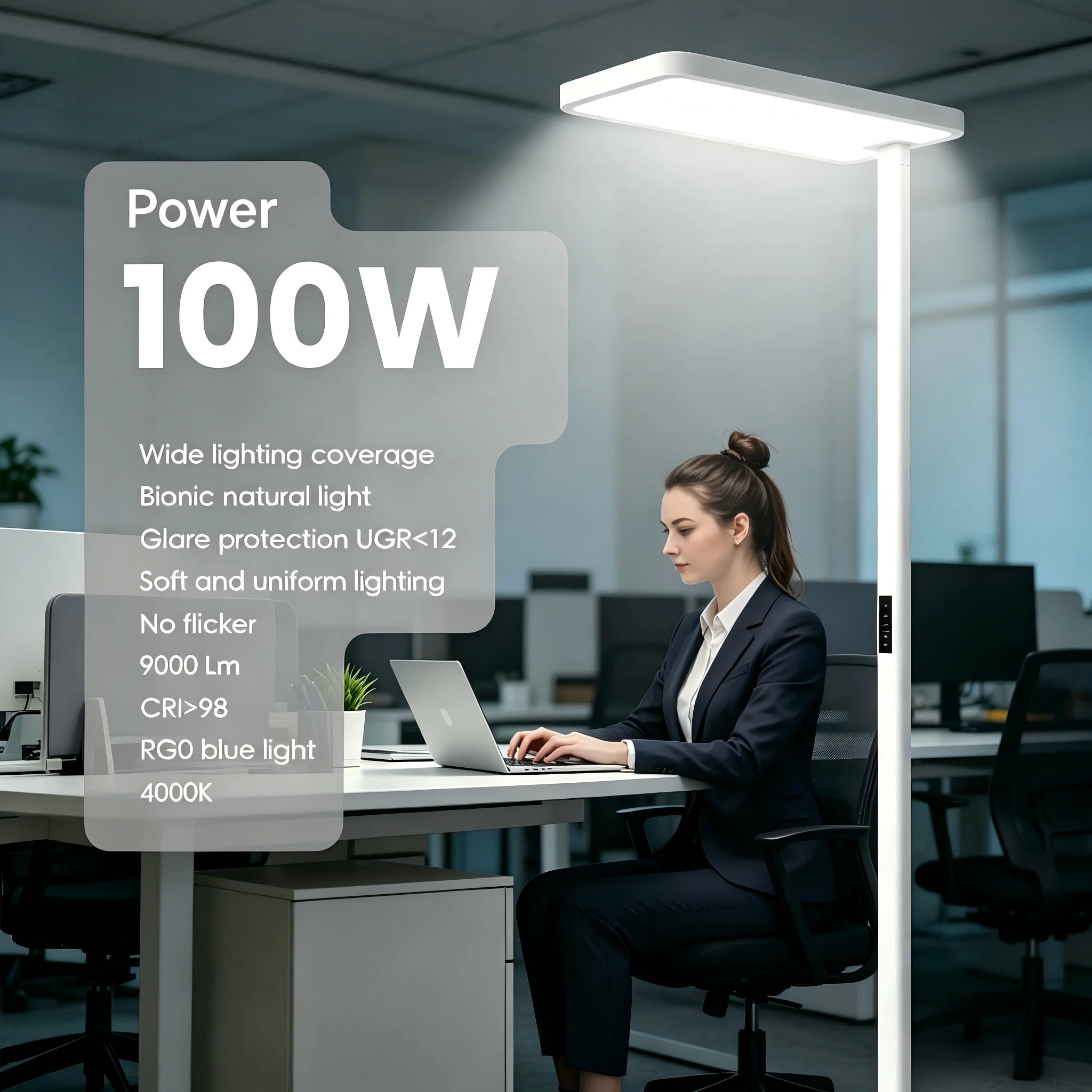 10,000 Lux Aluminum Portable Light Therapy Device Modern Design Flicker-Free Touch Control SAD Office Wellness High