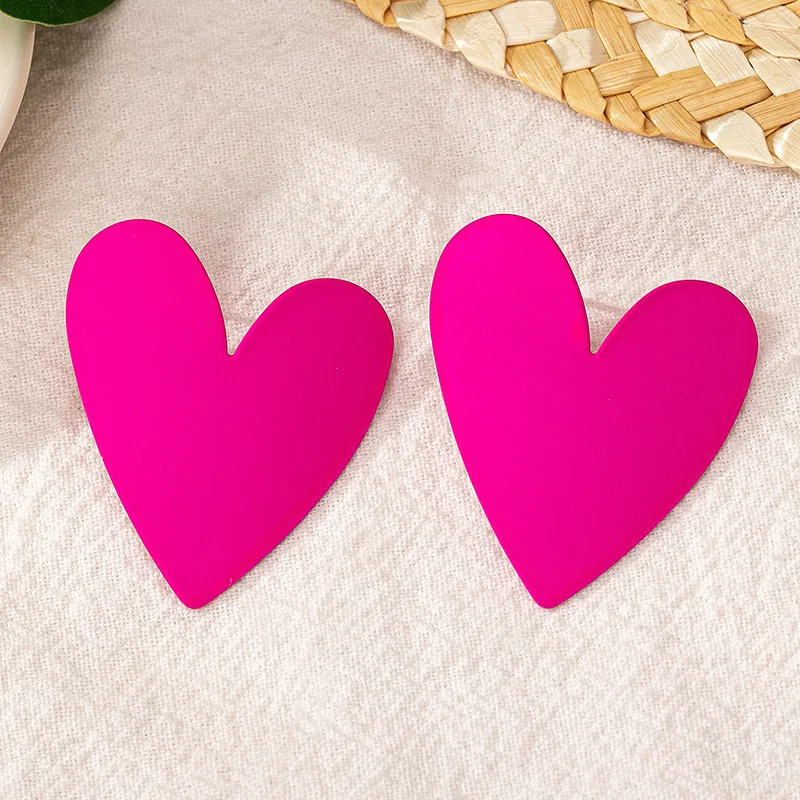 Stud Earrings For Women Colorful Enamel Metal Heart Shape Ear Accessories Holiday Party Gift Fashion Jewelry E478