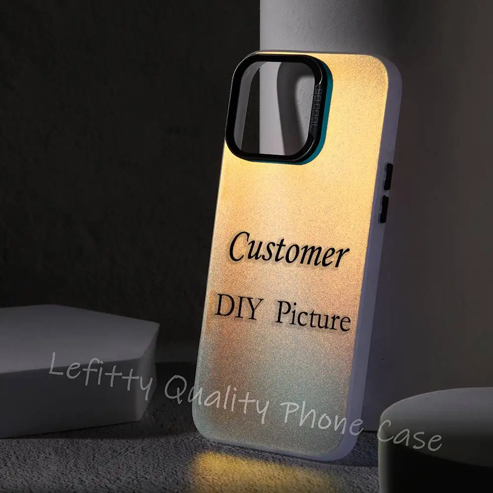 DIY imagen del cliente regalo Funda de teléfono para IPhone 16 15 14 13 12 11 Pro Max mate Aurora Multicolor láser gradiente metálico Funda