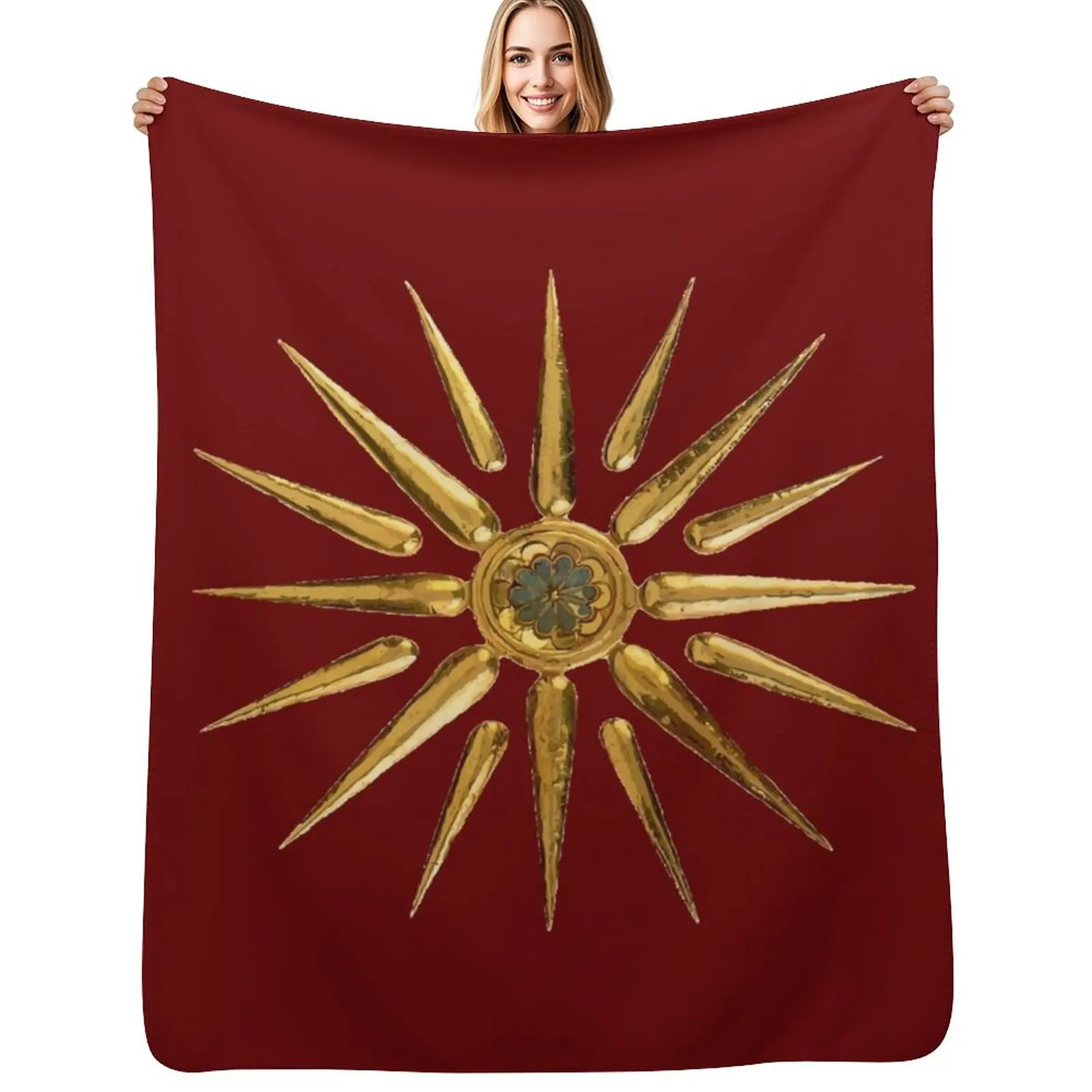 

Macedonian Sun Ancient Symbol Design Throw Blanket Vintage Cute for winter Decorative Sofa Blankets