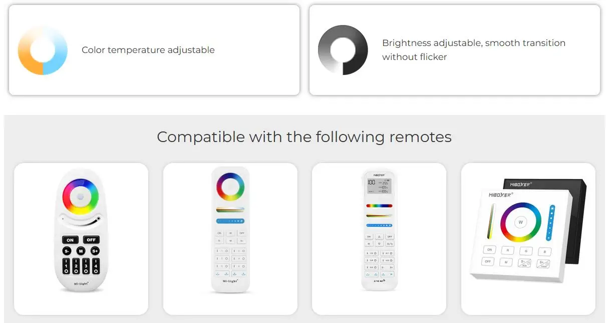 Miboxer WiFi+2.4G LED Controller Single Color Dual White RGB RGBW RGB+CCT SW2 SW5 WL5 Tuya Music APP Voice Control