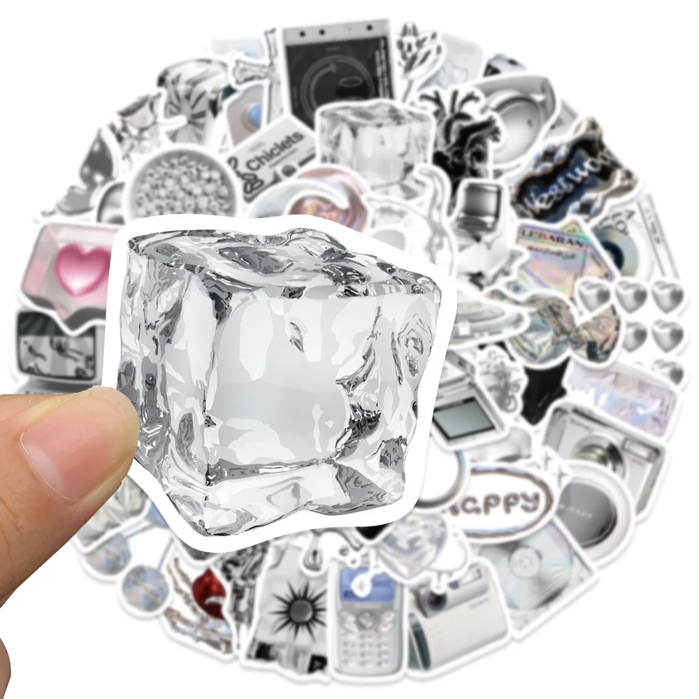 10/30/66PCS Cool Silver Cartoon Stickers Aesthetic Waterproof DIY Skateboard Laptop Bike Cute INS Style Decoration Sticker Toys