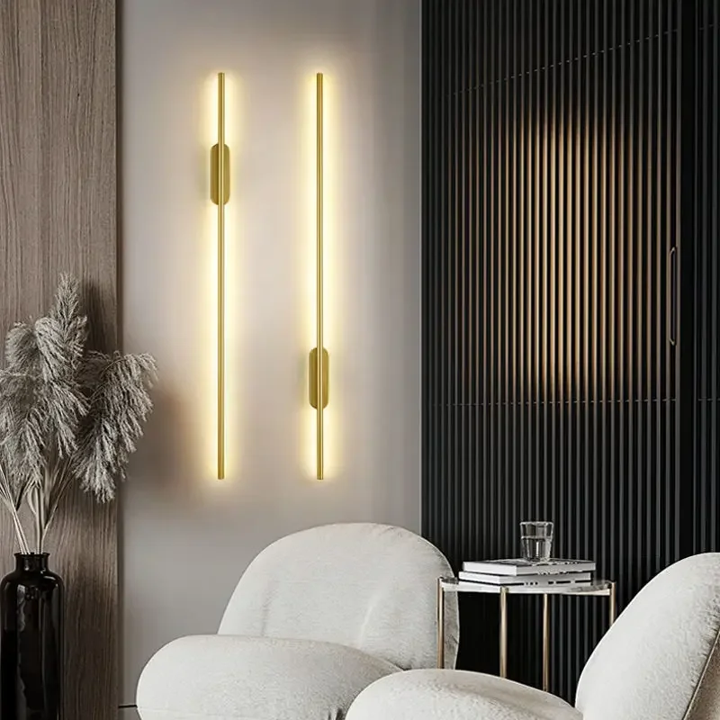 Minimal Long Line Wall Lights Living Room Wall Decorative Lamps Bedroom Bedside Lamp Household LED TV Wall Grille Lights