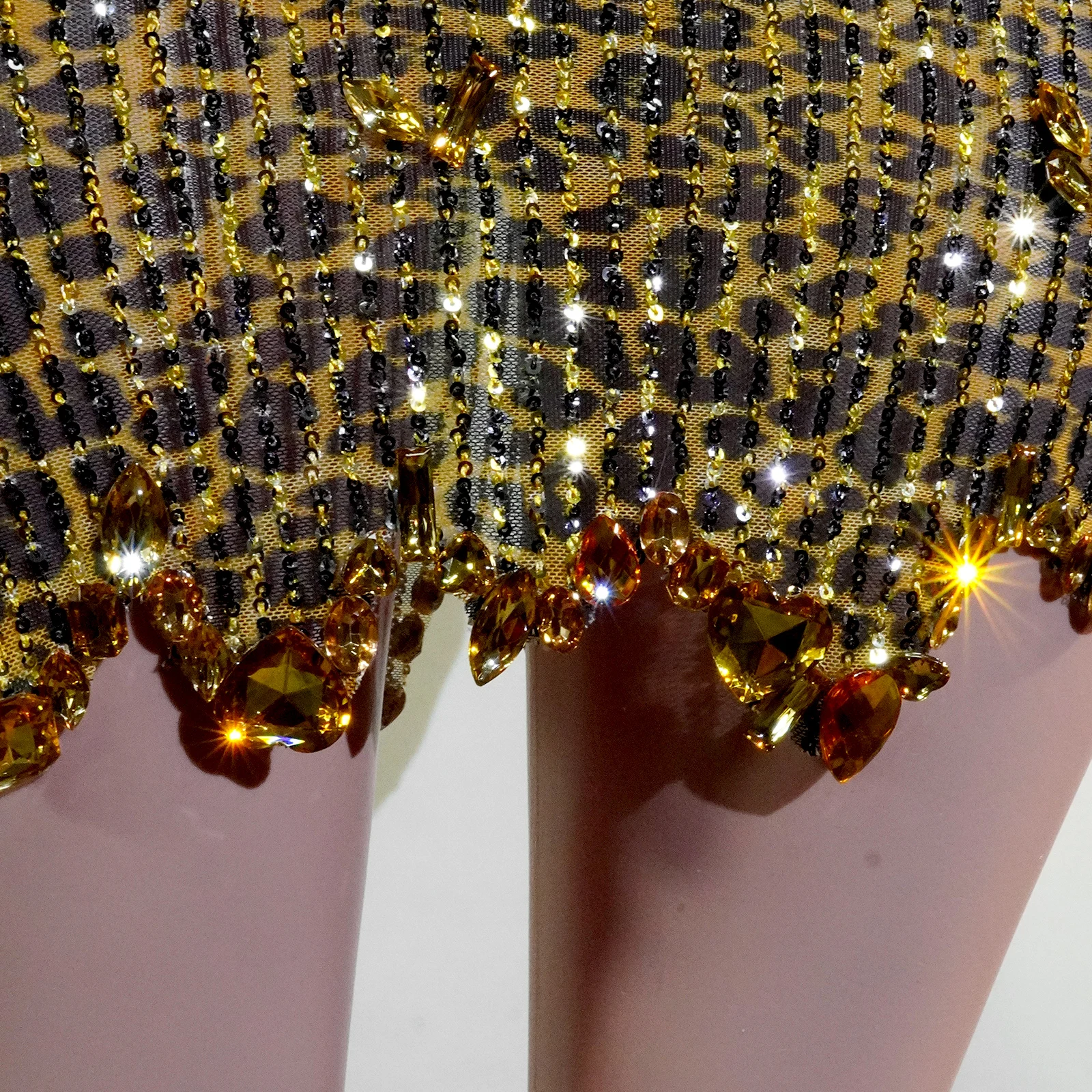 Robe en cristal imprimé léopard à paillettes dorées, vêtements de scène élégants, spectacle de chanteur, danse, Costume Drag Queen d'anniversaire