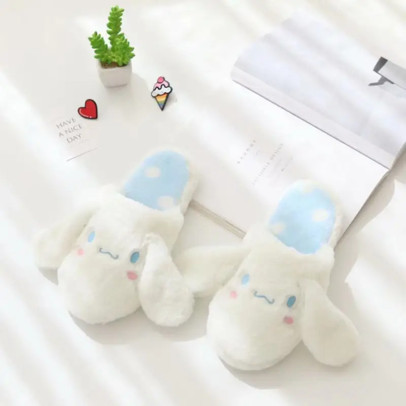 Hello Kitty Slippers Sanrio Cotton Slippers Anime Cartoon Indoor Floor Anti-Slip Slippers Gift Cute Girl Kuromi Shoe Wholesale