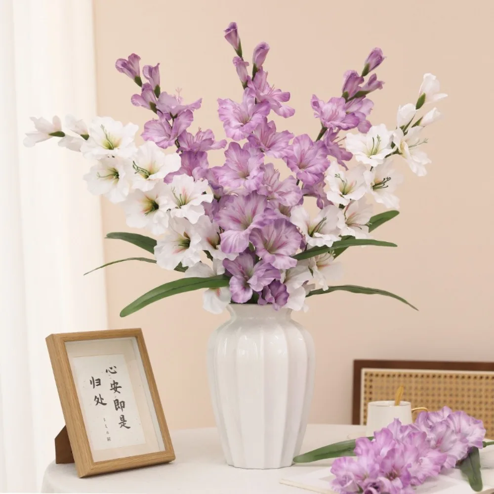 

86cm Artificial Gladioluses Branch 12 Heads Floral Art Fake Larkspur Flowers Real Touch Handmade Silk Fake Flowers