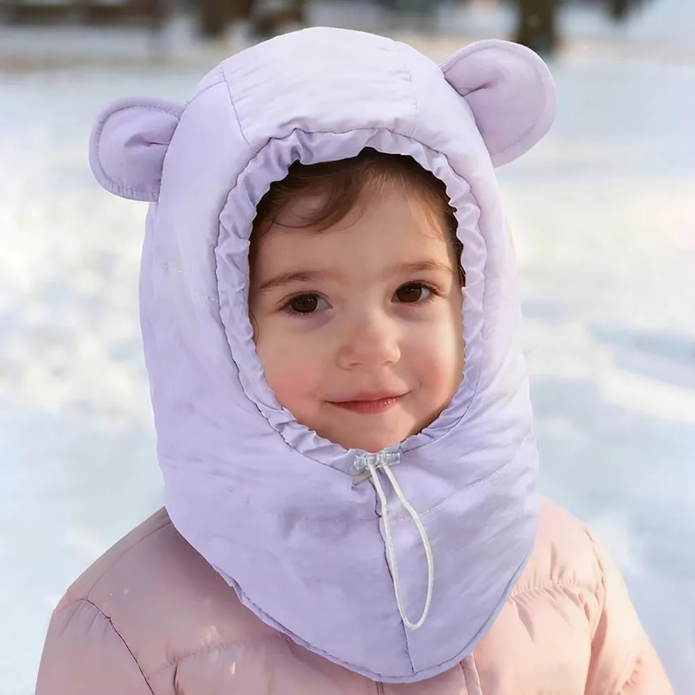 لطيف الدب الأذن الاطفال الشتاء القبعات يندبروف سميكة أقنعة القبعات وشاح مجموعة الدفء المتكاملة قبعة صغيرة وشاح في الهواء الطلق