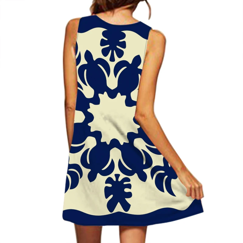 2024 European and American Cross-border WOMEN'S Clothing New Dress V-neck Sleeveless Sexy Printed Large Hem Medium Length Dress image 2