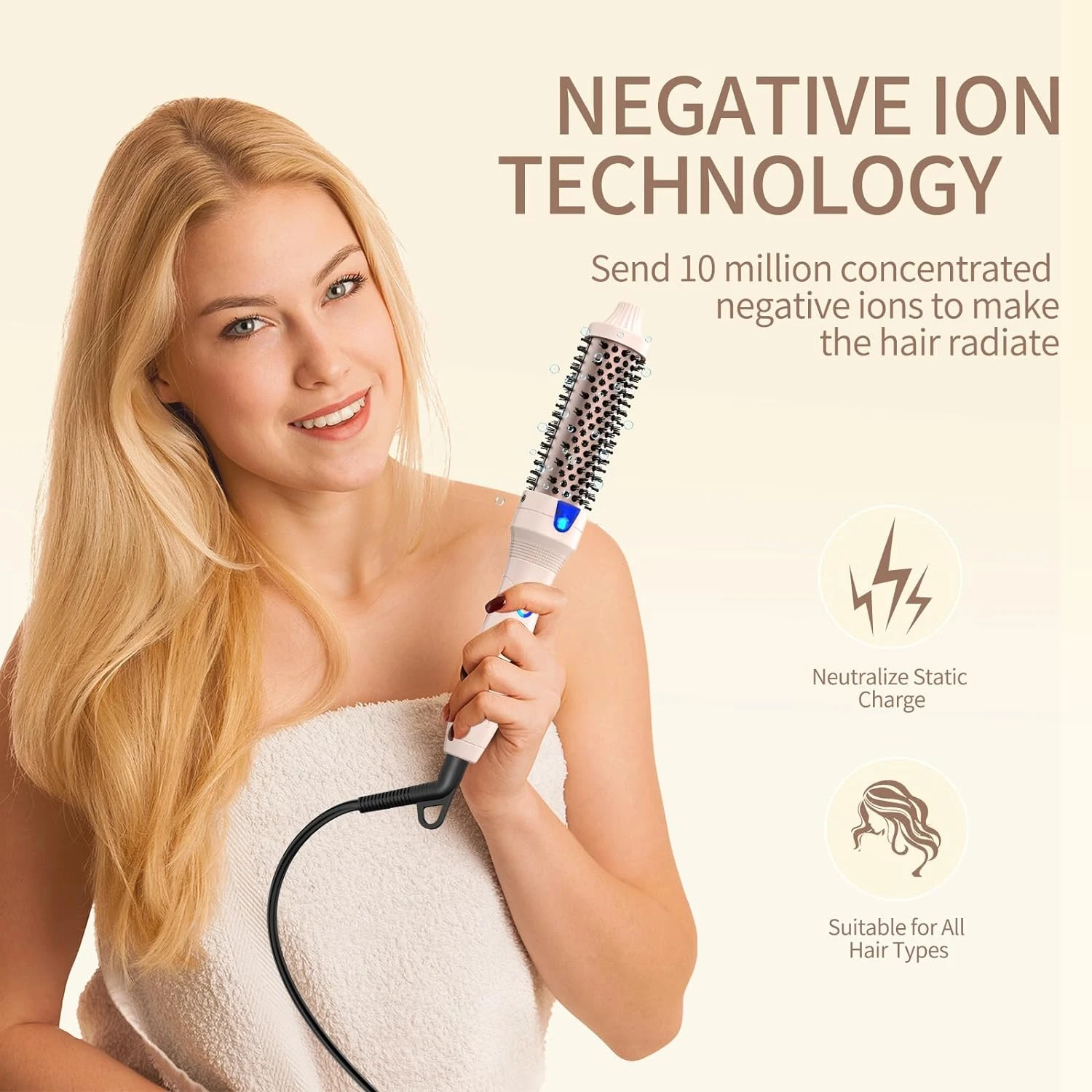 Не требует усилий. Потрясающе надувные и объемные локоны с помощью K&K керамической турмалиновой ионной термощетки. Плойка Hot Bru.